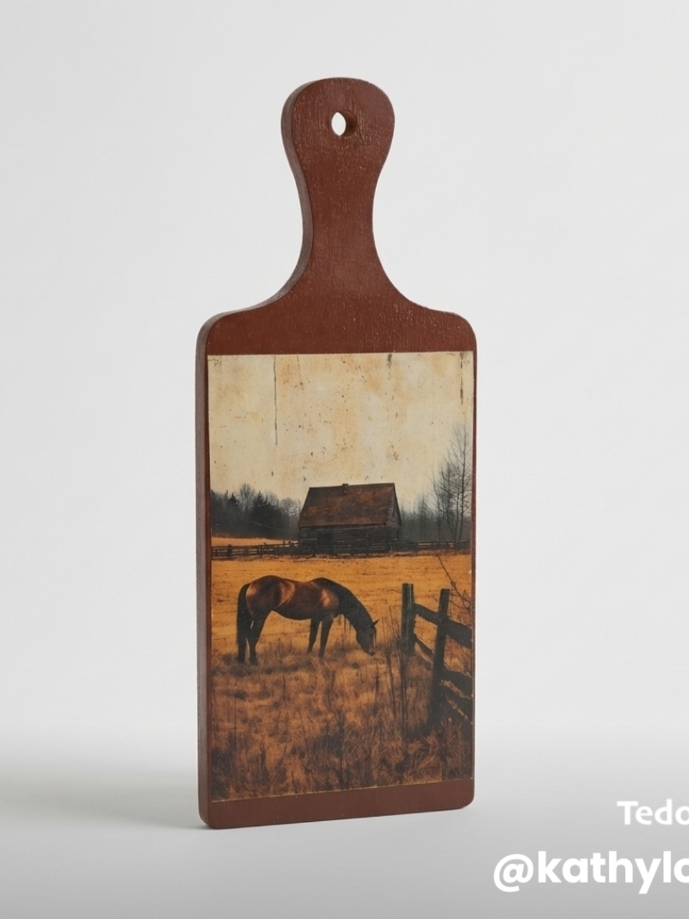 Rustic Horse Farm Decorative Cutting Board Wall Art - Brown